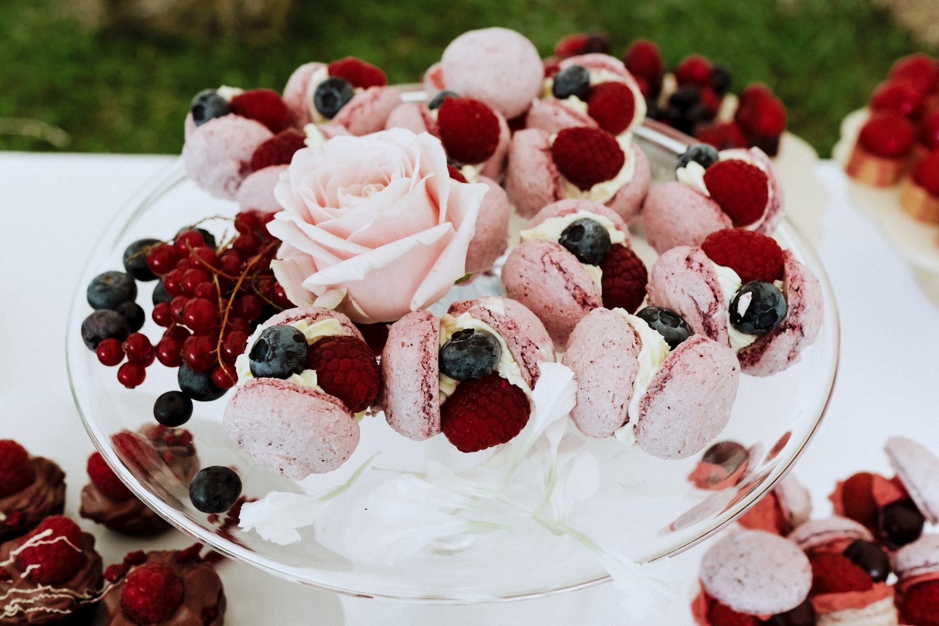 Rosa Dessert und Beeren scaled