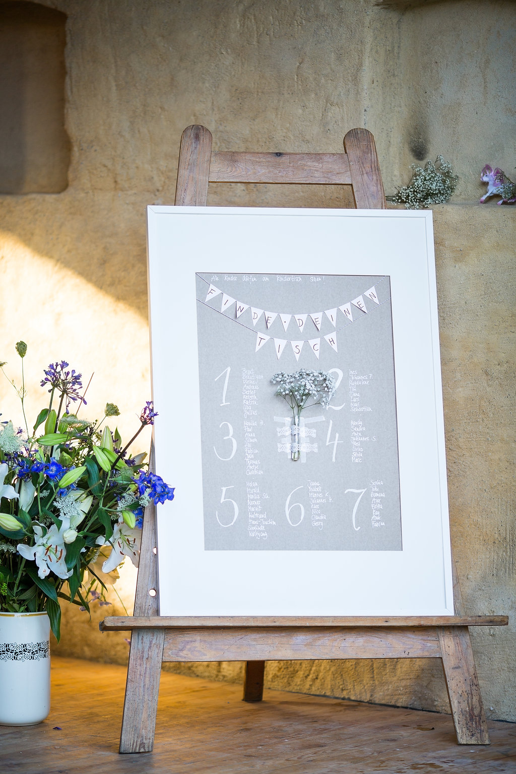 Tischplan Vintagehochzeit